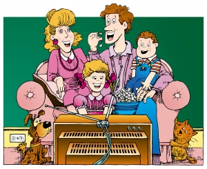 A cartoon of a family