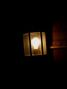 a picture of a light at night time