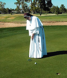 nun golfing_on_green