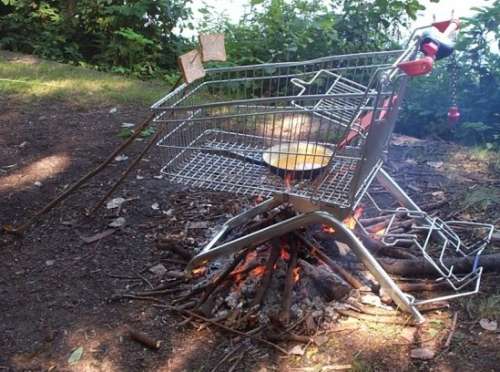 Funny Pictures of Grocery Cart Barbecue Grill