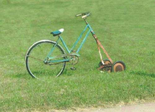 Funny Pictures of Bicycle Lawnmower