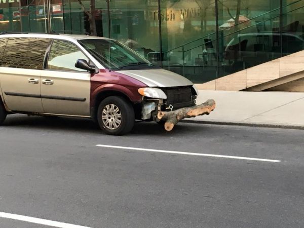 car with log bumper