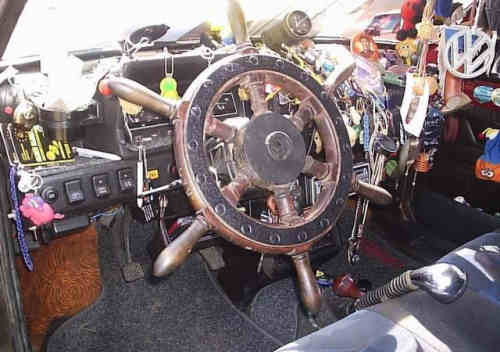 Funny Pictures of Ship Wheel in Car
