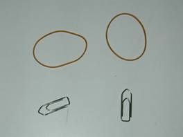 2 paper clips and 2 elastics