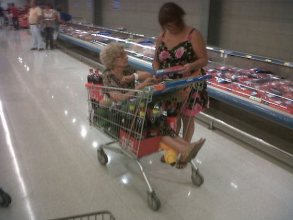 a funny picture of shopping with grandma