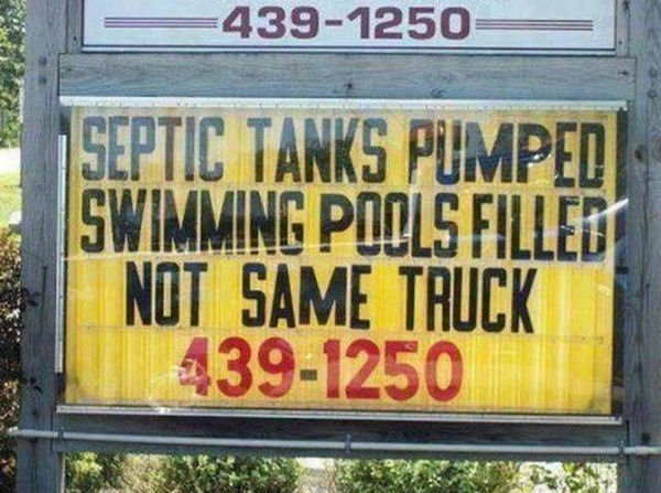 sign septic pool