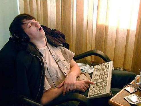 Funny Pictures of Guy Sleeping At Keyboard At Work
