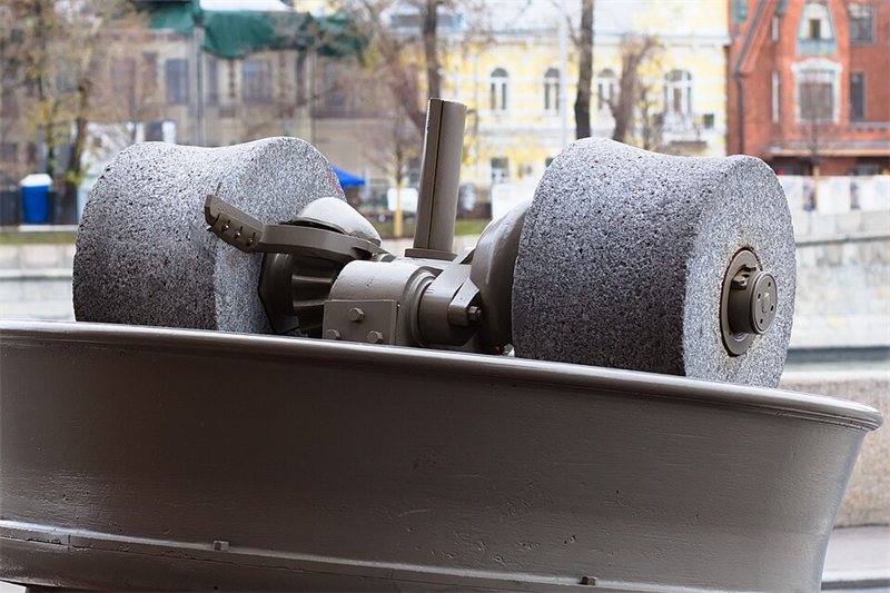 Large grinding stones in a mill.