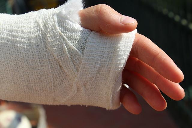 hand bandaged