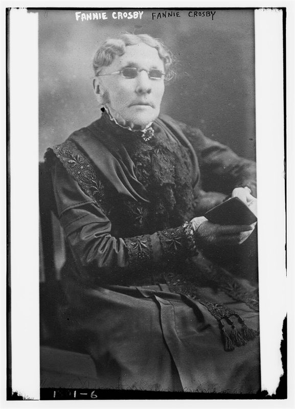 A photograph of Fanny Crosby, 19th century Christian hymnist.
