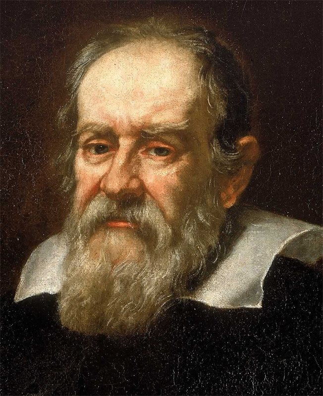 A painted portrait of Galileo Galilei, Italian polymath.