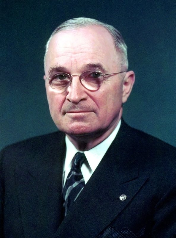 A photograph of Harry S Truman, president of the United States from 1945 to 1953, politician.