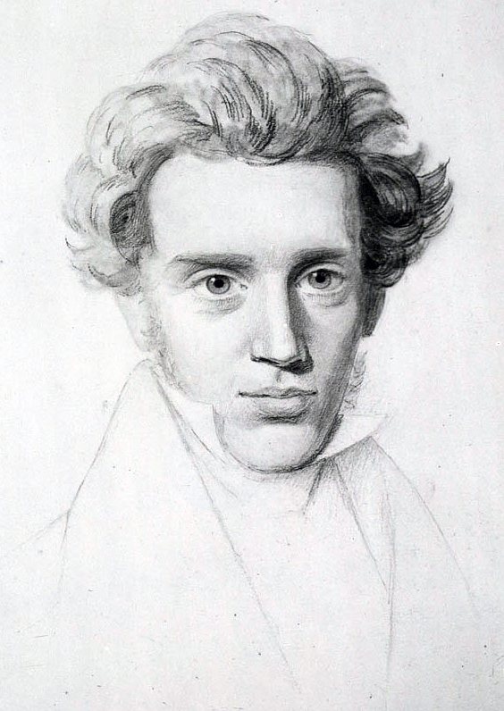A pencil sketch of Søren Kierkegaard, Danish theologian, philosopher, poet and social critic.