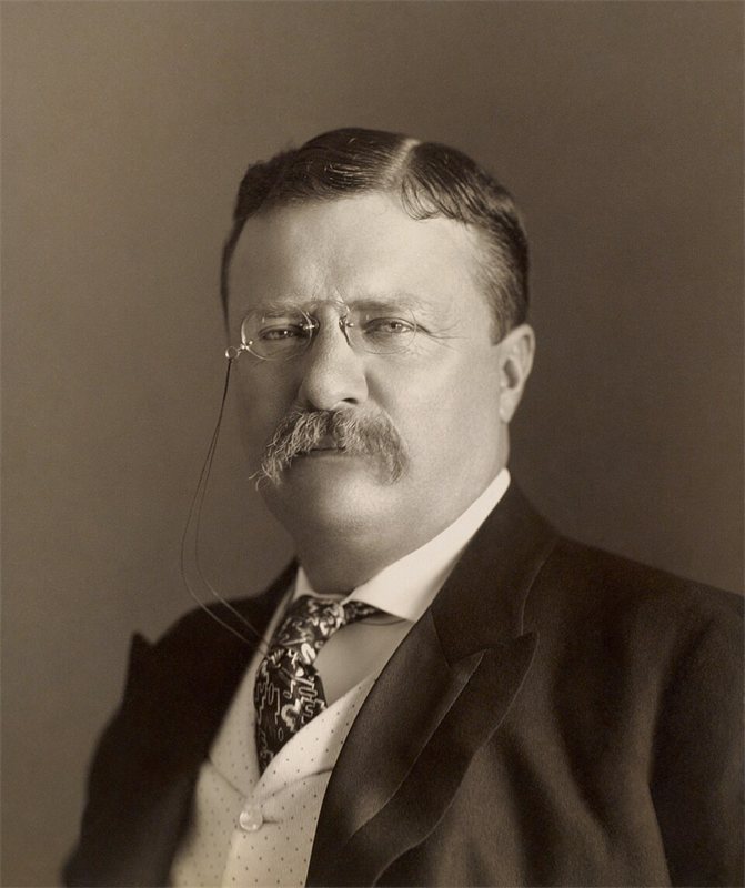 A photograph of Theodore Roosevelt, 26th President of the United States from 1901 to 1909.