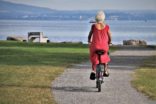 woman elder bike
