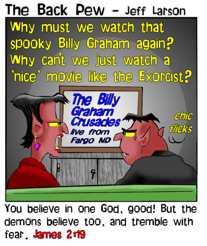 A Bible Cartoon about Demons Fearing God