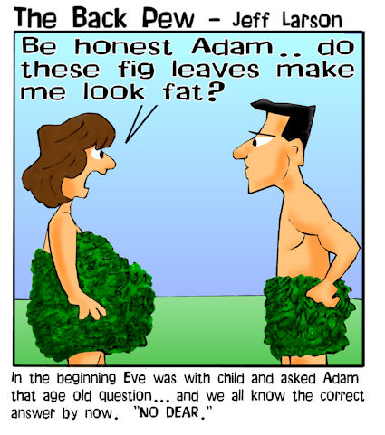 Look Fat Fig Leaves Bible Cartoons