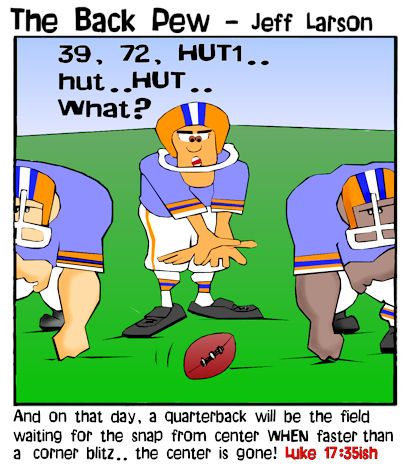 Raptured Missing Football Center Bible Cartoons