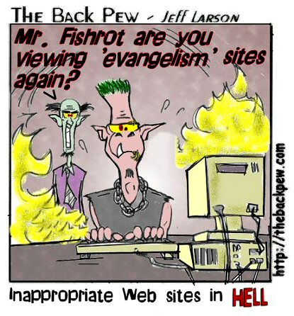 Surfing Web Sites Bible Cartoon