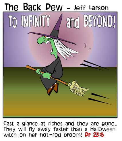 Witch flying a broom