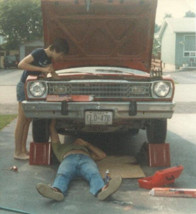 Tim and Dad with 1973 Plymouth Duster