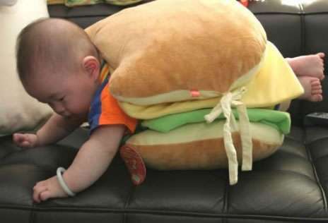 Funny Pictures of Baby in Hamburger Costume