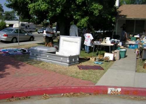 Funny Pictures of Coffin At Yard Sale