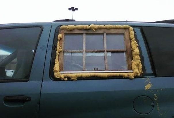 A funny car window repair picture