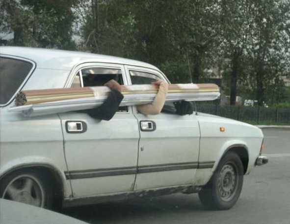 Funny car picture of human cargo rack