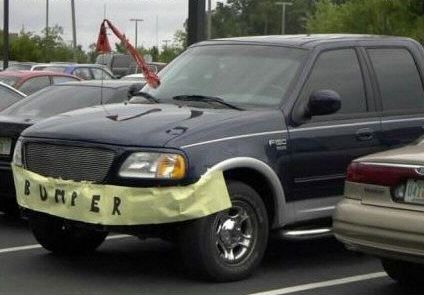 Funny Pictures of Ford Pickup Truck with Paper Bumper