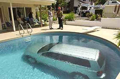 Funny Pictures of Van In Pool