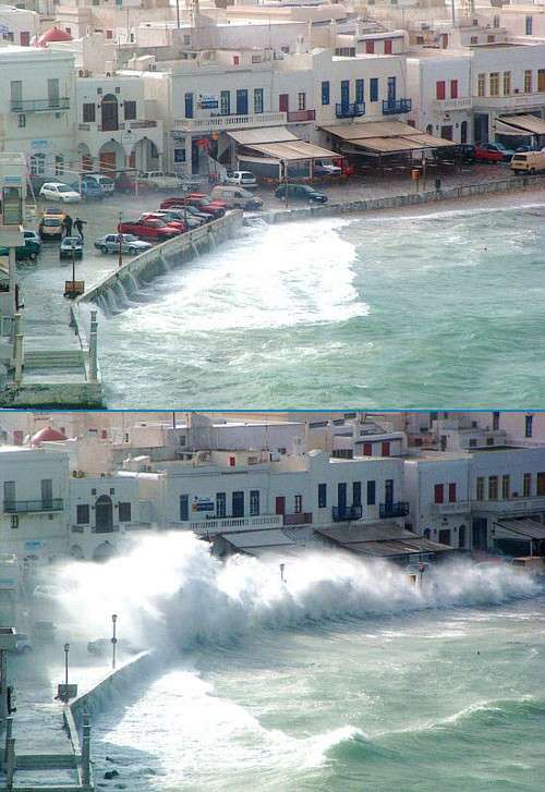 Funny Pictures of Huge Wave Washing Cars