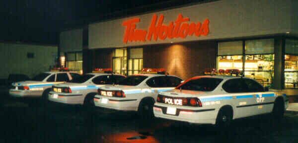 Funny Jokes Pictures of Police Cars Outside of Tim Hortons Donut Shop