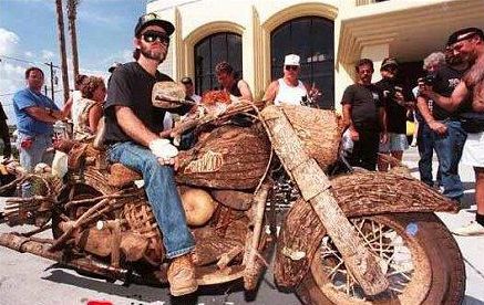 Funny Pictures of a Wooden Harley Davidson Motorcycle