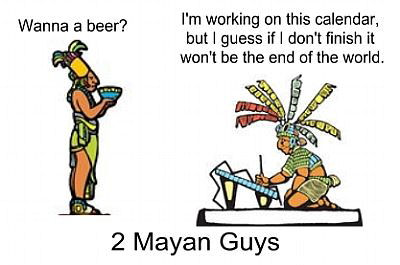 cartoon of Mayan calendar creator