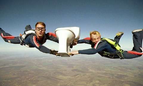 Funny Pictures of Skydiving With Toilet