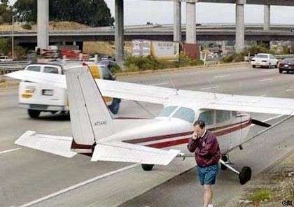 Funny Pictures of Cessna Parked At Side Of Highway