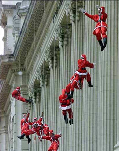 Funny Pictures of Santa's Rappelling