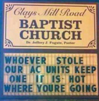 A funny Baptist church sign