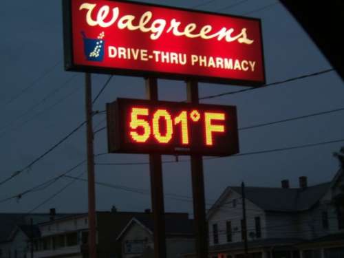 Funny Pictures of 501 Degrees Walgreen Sign