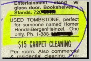 Funny Pictures of Ad Selling Used Tombstone