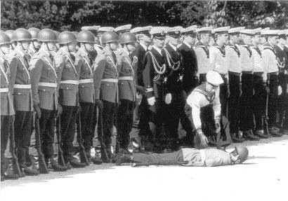 Funny Pictures of a soldier face down at inspection.